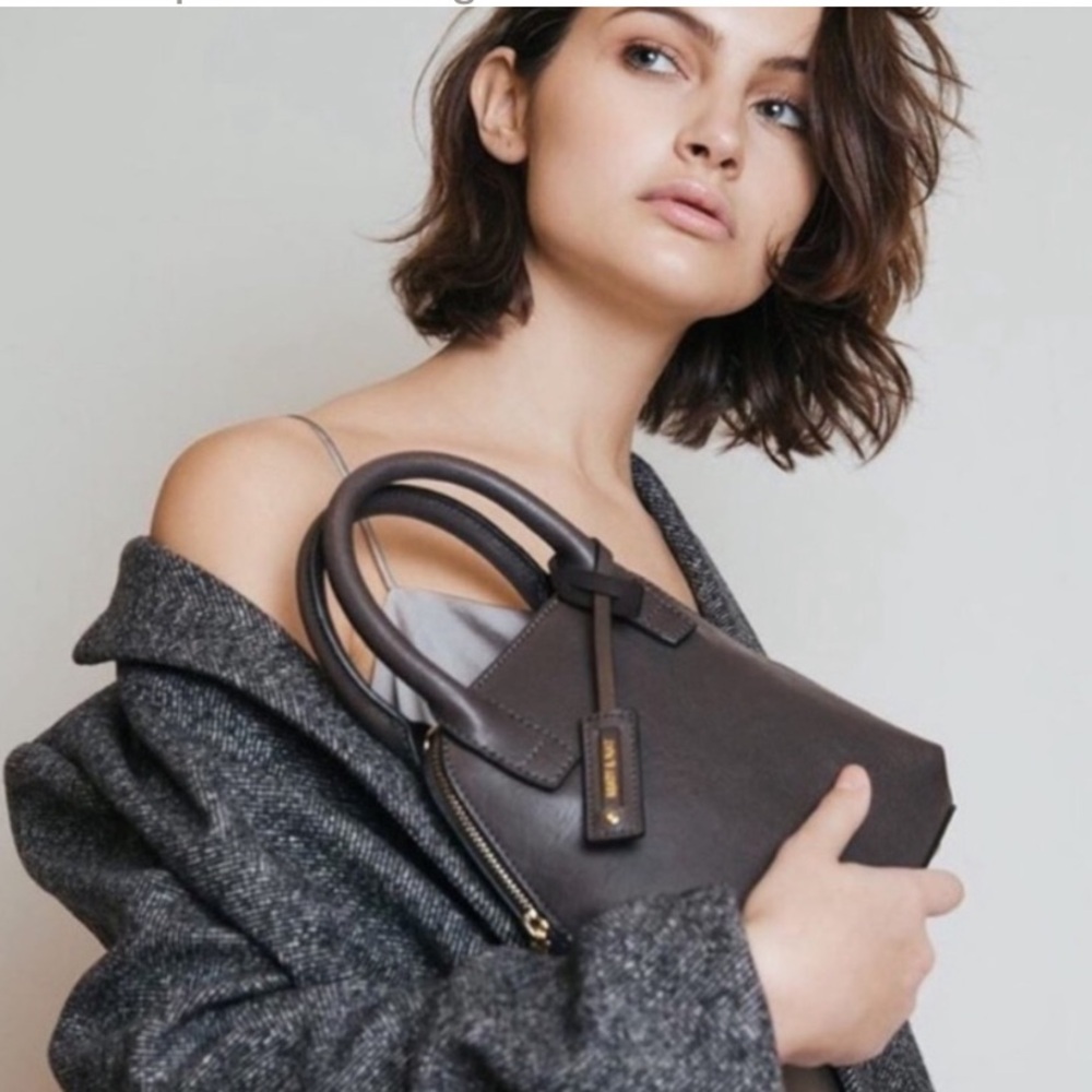 Matt and Nat Vegan Gessi mini satchel in charcoal with gold hardware